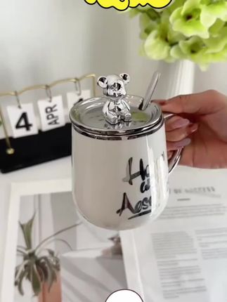 #上热门 @DOU+上热门 陶瓷马克杯,咖啡喝水杯子,带盖勺子女创意个性潮流办公室男情侣家用#杯子陶瓷马克杯 #马克杯 #这样的水杯谁能拒绝 #杯子咖啡杯