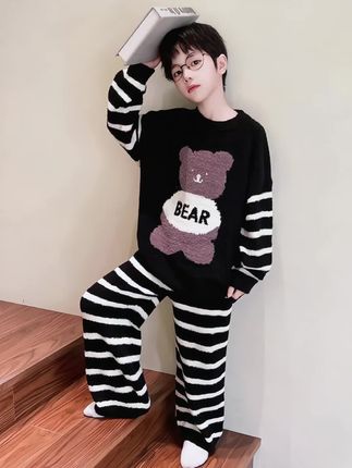 男童家居服秋冬保暖套装卡通半边绒睡衣可外穿女童加厚软绵慵懒风#睡衣家居服 #儿童家居服 #儿童睡衣 #珊瑚绒睡衣 #儿童珊瑚绒睡衣 @DOU+上热门 @DOU+小助手