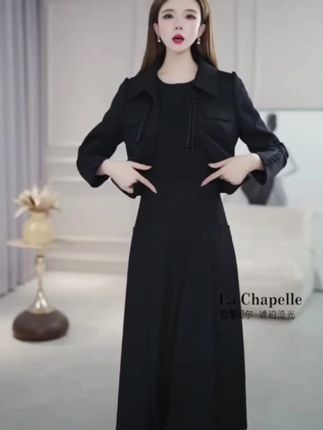 【拉夏贝尔】法式气质设计感高腰时尚修身显瘦长袖两件套女#新款上新 #修身显瘦 #谁穿谁好看