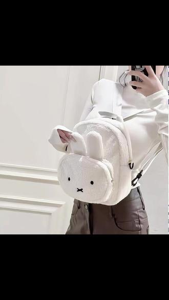 2025秋冬新款卡通可爱米菲兔子羊羔毛两用背包女生小包双肩包书包 #背包 #双肩包 #书包 #好物推荐 #好物种草