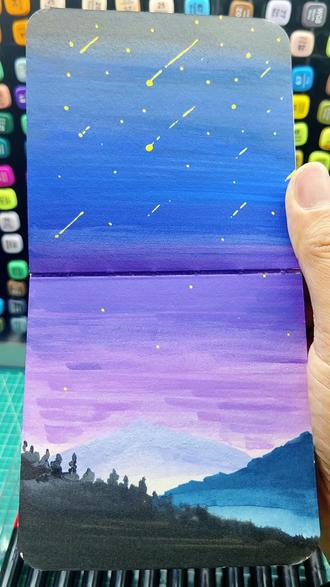新手也能画!渐变星空+流星的保姆级教程#青年创作者计划 #画画#绘画 #星空画#创意美术课件#星空图