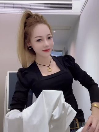 泡泡袖麻将领小衫