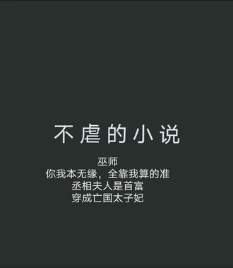 小说:巫师
你我本无缘,全靠我算的准
丞相夫人是首富
穿成亡国太子妃#小说推荐 #网文 #已完结 #不虐