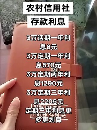 #农村信用社存款利息利率#定期存款#存钱#存单夹