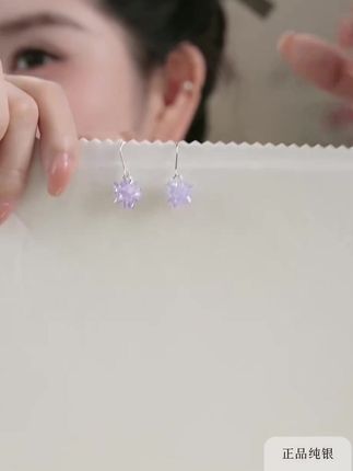 冰花耳坠轻奢百搭简约紫色精致小清新仙女 #耳饰 #耳环 #仙女 #时尚饰品 #首饰分享