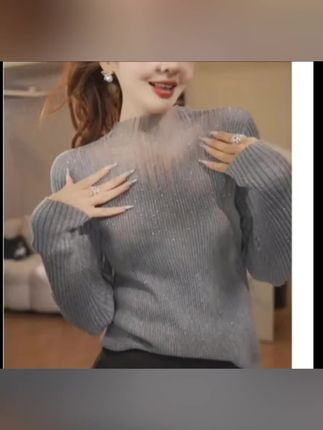 半高领打底衫女春秋新款洋气别致修身显瘦高级感针织上衣