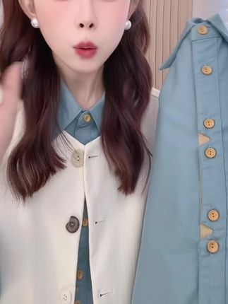港风复古长袖衬衫女春秋季宽松显瘦独特漂亮上衣#高级感穿搭 #今日穿搭 #甜美穿搭 #百搭上衣 #女生穿搭