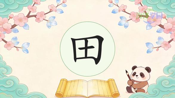 认识汉字_田 #汉字 #拼音 #笔顺 #组词 #造句
