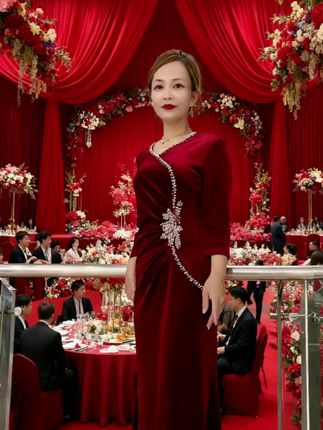 #时尚 #显瘦穿搭 #小个子穿搭  #旗袍连衣裙 #喜婆婆喜妈妈婚宴装