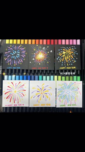 超简单画烟花🎆 随意轻松的烟花🎆来啦!#烟花 #手绘烟花 #零基础学画画 #新年快乐 #原创插画