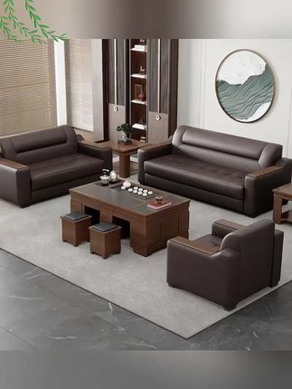 #真皮沙发 #办公室沙发茶几组合 #客厅沙发茶几组合 #会客沙发 #商务接待沙发