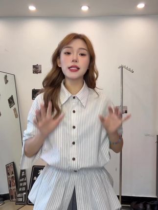 【全额运补】2025早秋条纹宽松版型收腰松紧腰衬衫女 #穿出高级感 #显瘦穿搭 #高级感 #高级感穿搭 #谁穿谁好看