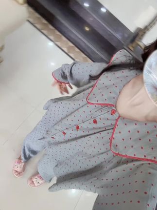 #睡衣家居服 撞色可爱波点套装