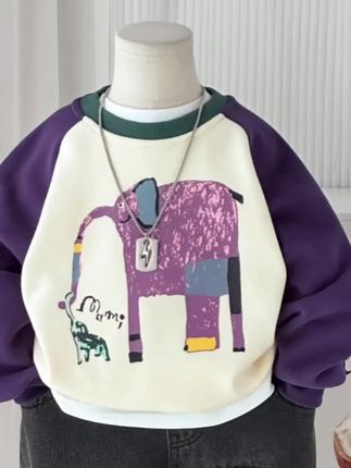 男童秋冬加绒圆领卫衣#男童穿搭 #秋冬穿搭 #春秋穿搭 #潮酷男孩 #百搭上衣