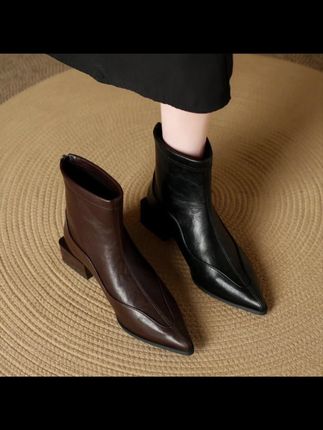 #上热门 9651尖头法式低跟切尔西靴短筒高跟鞋春秋脚感英伦风秋冬#只做高品质 #优雅气质 #时尚穿搭时尚穿搭时尚 #时尚美鞋