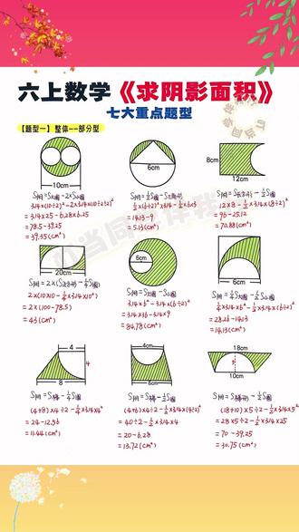 #六年级 求圆的周长、圆的面积、阴影部分面积是重点难点,这本#几何36模型 都整理好了,带视频动画和讲解,直观好理解。#几何 #阴影面积 #圆的面积