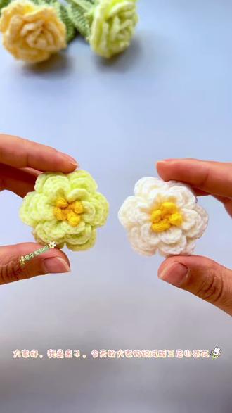 山茶花钩织教程 #花朵钩织 #毛线钩织 #钩织小花朵