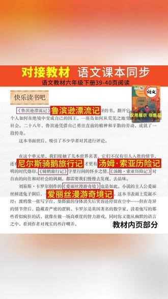 #快乐读书吧 六年级下册必读课外书目 #鲁滨逊漂流记 #尼尔斯骑鹅旅行记 #汤姆索亚历险记 爱丽丝漫游奇境记 让孩子提前阅读起来吧!开学学习语文更轻松 #寒假阅读