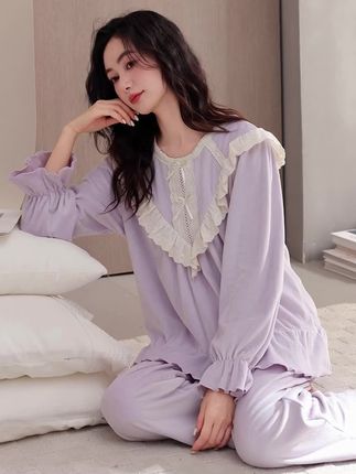 #睡衣女 睡衣女秋冬季加厚海岛绒家居服可外穿宫廷公主风法兰绒高级感套装#潮流时尚穿搭 #舒适保暖睡衣