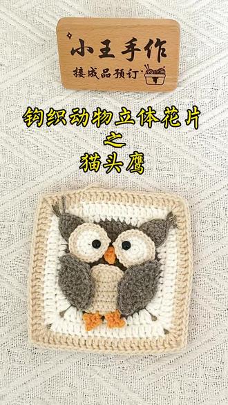 立体花片之“猫头鹰” #真实生活分享计划 钩织动物立体花片之“猫头鹰”教程#动物祖母格#祖母格外套#小企鹅钩织 #立体花片教程