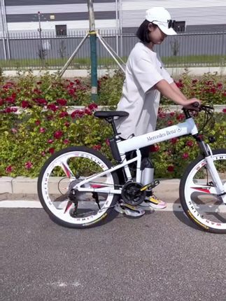梅赛德斯锂电双臂震三合一体折叠自行车公路越野通勤变速27速#户外运动#爆款热卖中全国各地发货#助手抖音#