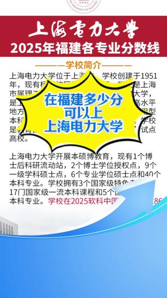 最高628分!上海电力大学2025年福建各专业分数线。#上海电力大学录取分数线 #上海电力大学 #高考报考 #志愿填报 #2026年高考