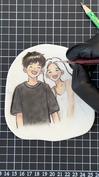 如果做不好奶油霜手绘蛋糕,那赶快试试翻糖手绘,新手必看翻糖手绘教程#蛋糕教程#翻糖教程#翻糖手绘#情侣蛋糕#新手烘焙