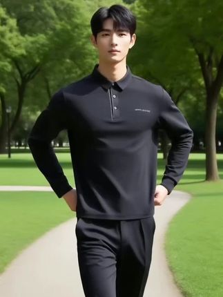 安踏精英系列丨长袖Polo衫男士春商务通勤翻领针织衫#时尚#男装#英俊