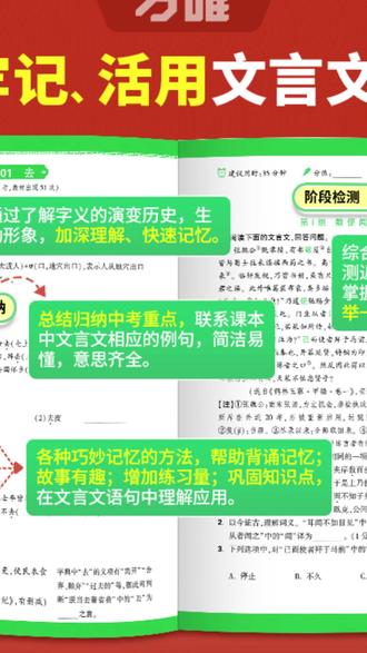 中考练习册 万唯中考初中文言文实词语文实词虚词积累讲解练习册阶段检测训练#学习方法 #学习日常 #学习经验 #学习资料 #学习打卡