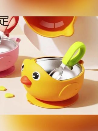 婴儿辅食碗专用学食硅胶碗宝宝学吃饭喝汤鹰嘴吸盘碗防摔宝宝餐具#吃饭训练碗 #婴儿专用碗 #辅食碗 #宝宝辅食碗 #宝宝餐具碗