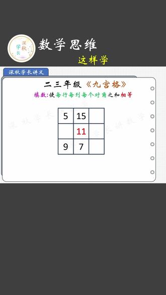 数学思维这样学,小学数学,数学思维训练,“九宫格”解题技巧#数学思维 #数学 #小学数学 #小学奥数 #真实生活分享计划