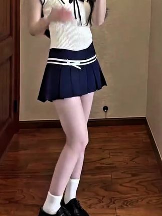 韩系学院风套装女夏季辣妹小飞袖针织上衣百褶裙子jk制服时尚套装#JK制服套装