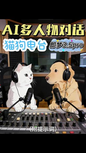上万赞的爆火猫狗播客教你2步生成😂 #AI六边形战士 #AI视频 #即梦AI #猫狗播客