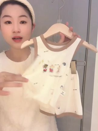 A类植物数码印花家居背心组合GL025#童装 #穿出你的时尚你的感觉 #穿出不一样的你 #洋气十足