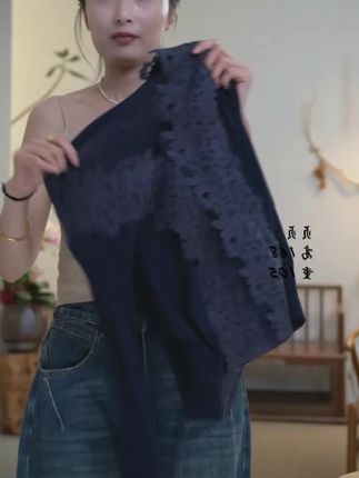 5096-春秋V领荷叶边蕾丝上衣衬衫修身针织长袖洋气刺绣#春天是充满活力的季节 #创作素材 #口语交际说新闻