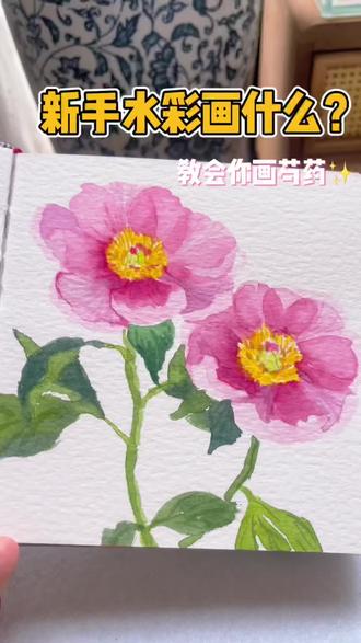 简单版水彩芍药教程 #水彩花卉教程 #水彩花卉绘画过程 #济源学画画 #水彩花卉