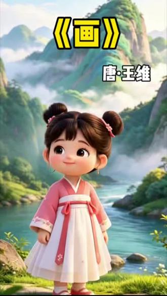 《画》作者:王维#儿童古诗#古诗启蒙#幼儿古诗#国学启蒙#小学生学古诗