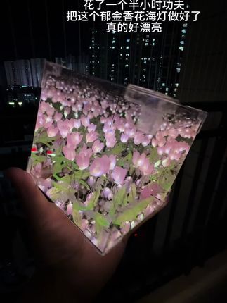 花了一个多小时做好的小夜灯,没想到这么漂亮,种草了#小夜灯氛围灯 #郁金香小夜灯 #郁金香花海小夜灯 #实拍 #手工diy