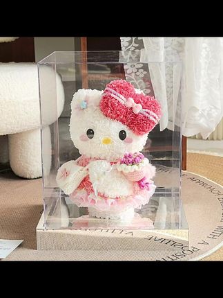 hellokitty永生花凯蒂猫KT玩偶真花束礼盒七夕送老婆女友生日礼物