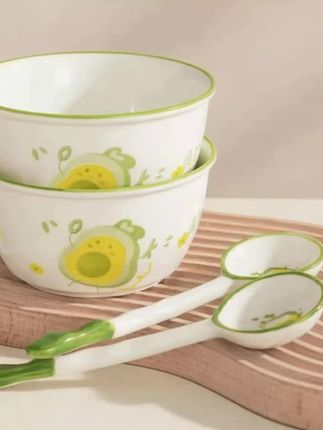 可爱牛油果家用陶瓷 #米饭碗 高颜值奶油色吃饭 #碗 #陶瓷碗 碗勺组合 #好物分享 #餐具