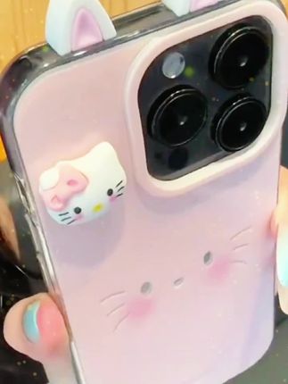 欧克里里粉kitty表情耳朵适用 苹果15羽纱手机壳viv华为oppo小米# 手机壳 #这也太好看了 #仙女必备 #好 物推荐