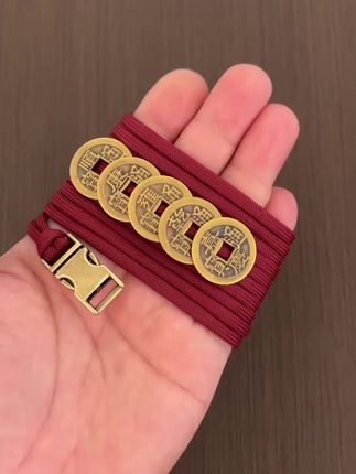 黄铜手链 蛇年国风饰品手工编织伞绳五帝钱手链铜钱首饰寓意好#好物推荐🔥