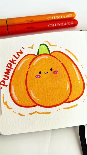 零基础也能画的大南瓜,色彩饱满,随手涂都好看~#丙烯马克笔绘画 #丙烯马克笔涂鸦 #解压 #治愈 #初描丙烯马克笔