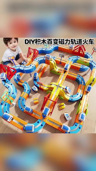 磁力轨道火车拼出百变赛道#轨道火车玩具#DIY积木#儿童益智玩具#磁力轨道#亲子互动