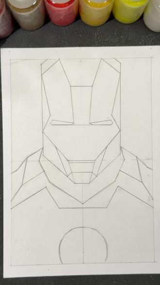 钢铁侠| 几何画 #画 #沙画教学