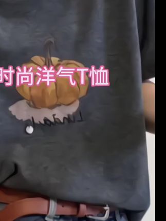 「趣味南瓜 印花刺绣」磨毛T恤女 秋季宽松圆领休闲百搭短袖T167#短袖 #T恤 #短袖