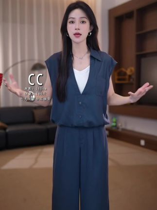 休闲气质假两件衬衫阔腿裤套装女夏季2025新款又酷又飒穿搭两件套#高级感穿搭 #显高显瘦 #女装 #初夏通勤穿搭攻略 #初入职场通勤连衣裙