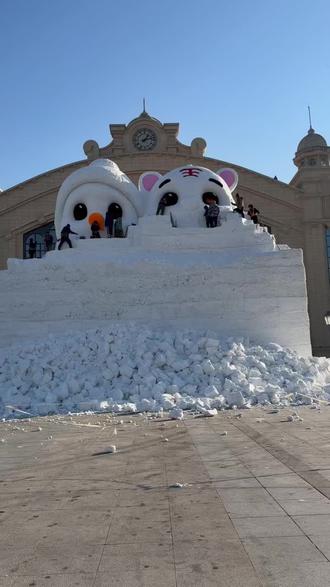 牡丹江雪雕变化今天是12月14日