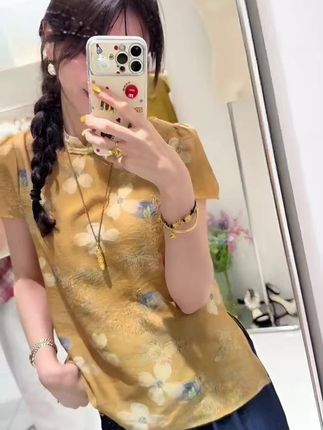 #chic拉满的流光运动风穿搭 #中式美学服饰 #高级感穿搭 #国风服饰 #精致穿搭 2025夏季新款新中式国风复古印花短袖衬衫女阔腿裤休闲气质两件套