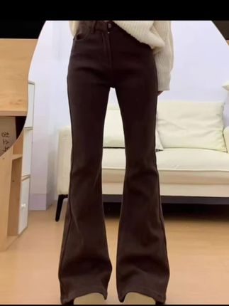 咖色弹力微喇牛仔裤女高腰修身显瘦梨形身材马蹄裤秋季大码喇叭裤#穿搭 #面料柔软舒适 #显瘦穿搭 #显瘦显高显腿长 #大码女装